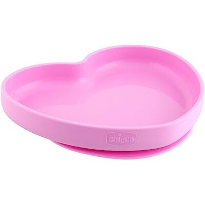 Chicco Siliconen bord, hartvorm, met zuignap, roze, 9 m + 1 stuk Chicco Siliconen bord, hartvorm, met zuignap, roze, 9 m + 1 stuk