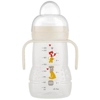 MAM Trainer+ leerfles voor de overgang naar de beker, 220 ml, met druppelvrije speen, tuit en handvat, 4+ maanden, koala MAM Trainer+ leerfles voor de overgang naar de beker, 220 ml, met druppelvrije speen, tuit en handvat, 4+ maanden, koala