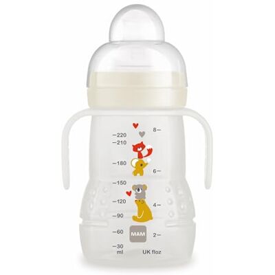 MAM Trainer D116 drinkbeker leerglas voor baby's vanaf 4 maanden met siliconen speen, handgrepen en beschermdeksel 220 ml neutraal MAM Trainer D116 drinkbeker leerglas voor baby's vanaf 4 maanden met siliconen speen, handgrepen en beschermdeksel 220 ml neutraal