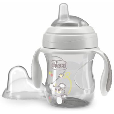 Chicco Transition Cup Druppelvrije beker voor baby's, 200 ml, 1 flesbeker vanaf 4 maanden om te leren drinken, met ergonomische siliconen tuit, dubbel antiolisch ventiel, BPA-vrij, grijs Chicco Transition Cup Druppelvrije beker voor baby's, 200 ml, 1 flesbeker vanaf 4 maanden om te leren drinken, met ergonomische siliconen tuit, dubbel antiolisch ventiel, BPA-vrij, grijs