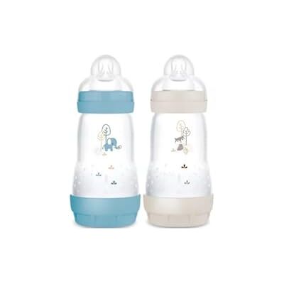 MAM Set van 2 Easy Start Anti-koliek babyflessen 2 maanden gemiddelde doorstroming (2 x 260 ml) oceaan + zand fles ter vermindering van koliek en ongemak van de baby babyfles compatibel met borstvoeding MAM Set van 2 Easy Start Anti-koliek babyflessen 2 maanden gemiddelde doorstroming (2 x 260 ml) oceaan + zand fles ter vermindering van koliek en ongemak van de baby babyfles compatibel met borstvoeding
