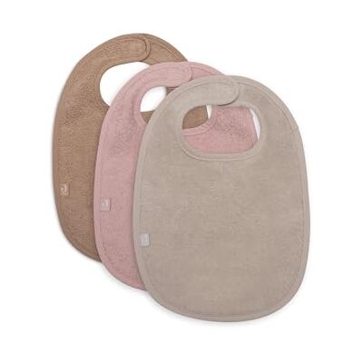 Jollein Set van 3 slabbetjes van badstof, wilde roos, nougat, koekje, 100% katoen, met klittenbandsluiting, slabbetje voor baby's Jollein Set van 3 slabbetjes van badstof, wilde roos, nougat, koekje, 100% katoen, met klittenbandsluiting, slabbetje voor baby's