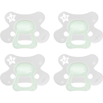 Difrax Natural fopspeen 6-18 maanden – fopspeen voor geboorte met siliconen speen – gemakkelijk te accepteren – optimale luchttoevoer – jumpsuit voor pasgeborenen – fosforescerend/glow in the dark – 4 Difrax Natural fopspeen 6-18 maanden – fopspeen voor geboorte met siliconen speen – gemakkelijk te accepteren – optimale luchttoevoer – jumpsuit voor pasgeborenen – fosforescerend/glow in the dark – 4