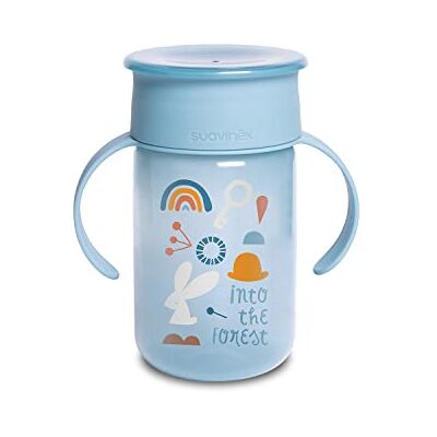 Suavinex , Magische beker met lekvrije schijf, 360° lekvrije rand, vanaf 12 maanden, afneembare handgrepen, met hygiënisch deksel, 340 ml, bosblauw Suavinex , Magische beker met lekvrije schijf, 360° lekvrije rand, vanaf 12 maanden, afneembare handgrepen, met hygiënisch deksel, 340 ml, bosblauw