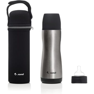 Jane Jané Thermosfles voor vloeistoffen met siliconen speen, inhoud 300 ml, neopreen tas inbegrepen Jane Jané Thermosfles voor vloeistoffen met siliconen speen, inhoud 300 ml, neopreen tas inbegrepen