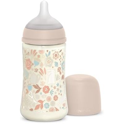 Suavinex , Babyfles van 270 ml, fles met symmetrische speen SX Pro van siliconen met medium stroom (M), met anti-koliek ventiel, ultrazachte dunne siliconen voor baby's, +3 maanden, Wonderland roze bloemen Suavinex , Babyfles van 270 ml, fles met symmetrische speen SX Pro van siliconen met medium stroom (M), met anti-koliek ventiel, ultrazachte dunne siliconen voor baby's, +3 maanden, Wonderland roze bloemen