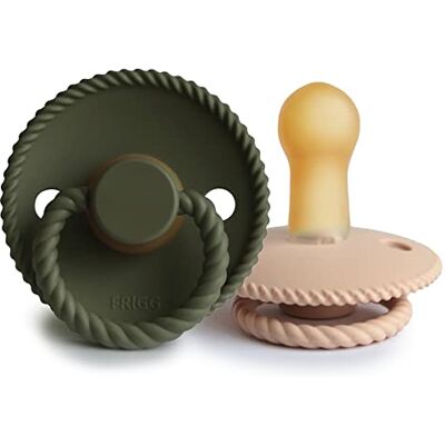 FRIGG Rope 2 stuks fopspenen latex fopspeen gemaakt in Denemarken BPA-vrij symmetrische kersenspeen (halve maan/olijf, maat 2 (6-18 maanden)) FRIGG Rope 2 stuks fopspenen latex fopspeen gemaakt in Denemarken BPA-vrij symmetrische kersenspeen (halve maan/olijf, maat 2 (6-18 maanden))