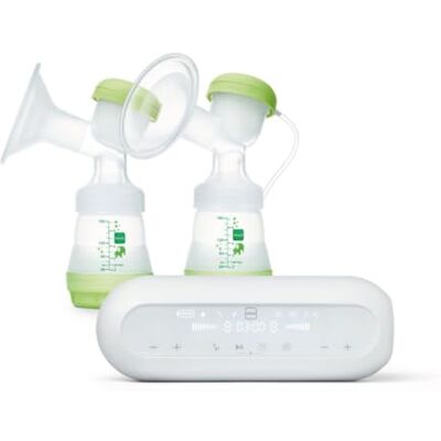 MAM Elektrische en handmatige 2-in-1 dubbele borstkolf, bevat 1 zachte siliconen beker, 2 Easy Start anti-koliek flessen 160 ml met fopspenen, maat 1, 2 melk- en voedselcontainers MAM Elektrische en handmatige 2-in-1 dubbele borstkolf, bevat 1 zachte siliconen beker, 2 Easy Start anti-koliek flessen 160 ml met fopspenen, maat 1, 2 melk- en voedselcontainers