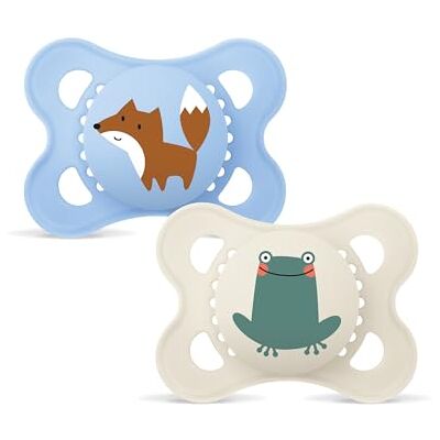 MAM Set van 2 originele Pure S310 fopspeen met SkinSoftTM Ultrasuave siliconen fopspeen voor baby's, 2-6 maanden, blauw MAM Set van 2 originele Pure S310 fopspeen met SkinSoftTM Ultrasuave siliconen fopspeen voor baby's, 2-6 maanden, blauw