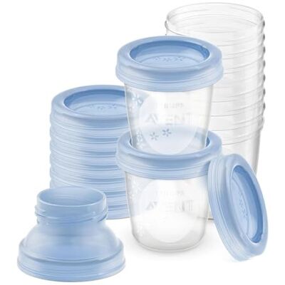 Philips AVENT-bewaarsysteem voor moedermelk, voorraadpotten van 180 ml, schroefdeksels en adapter Philips AVENT-bewaarsysteem voor moedermelk, voorraadpotten van 180 ml, schroefdeksels en adapter