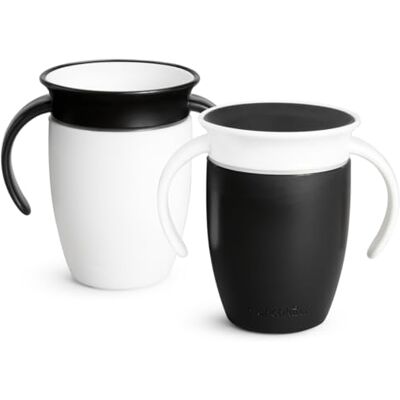 Munchkin Miracle 360 6+ maanden 7oz Baby Sippy Cups (2 stuks). Free Flow Beaker voor peuters. Trainer Cup, BPA-vrij, Spill-Free, Vaatwasmachinebestendige Baby Water Bottle met Easy-Grip Handvaten. (Zwart/Wit) Munchkin Miracle 360 6+ maanden 7oz Baby Sippy Cups (2 stuks). Free Flow Beaker voor peuters. Trainer Cup, BPA-vrij, Spill-Free, Vaatwasmachinebestendige Baby Water Bottle met Easy-Grip Handvaten. (Zwart/Wit)