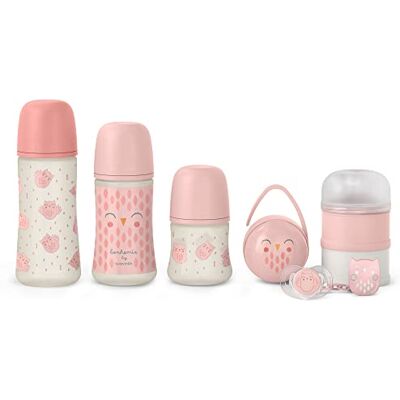 Suavinex , Welcome Baby geboortecadeau voor pasgeborenen. 150 ml fles + fles 270 ml + fles 360 ml + symmetrische fopspeen SX Pro 0-6 maanden + doseerder + fopspeendoos + fopspeenhouder. Roze Suavinex , Welcome Baby geboortecadeau voor pasgeborenen. 150 ml fles + fles 270 ml + fles 360 ml + symmetrische fopspeen SX Pro 0-6 maanden + doseerder + fopspeendoos + fopspeenhouder. Roze