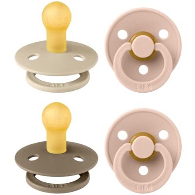 Bibs Colour fopspeen. Set van 4 fopspenen. Bisfenol A-vrij, ronde speen. Natuurlijk rubberlatex, gemaakt in Denemarken. Maat 1 (0-6 maanden), Baby Blush Colours Bibs Colour fopspeen. Set van 4 fopspenen. Bisfenol A-vrij, ronde speen. Natuurlijk rubberlatex, gemaakt in Denemarken. Maat 1 (0-6 maanden), Baby Blush Colours