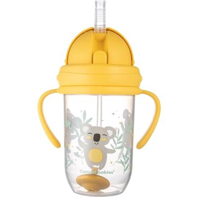 Canpol babies 56/606 Lekvrije beker met verzwaarde rietje 270 ml 6+m exotische dieren geel Canpol babies 56/606 Lekvrije beker met verzwaarde rietje 270 ml 6+m exotische dieren geel