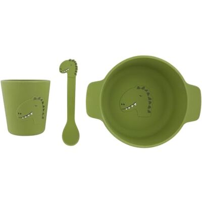 Trixie Siliconen maaltijdset voor baby's en kinderen 3-delige serviesset (kom, beker, lepel) (Mr. Dino (Dinosaurus)) Trixie Siliconen maaltijdset voor baby's en kinderen 3-delige serviesset (kom, beker, lepel) (Mr. Dino (Dinosaurus))