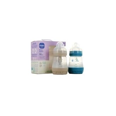 MAM Set van 2 Easy Start Anti-koliek babyflessen 0+ maanden langzame stroom (2 x 160 ml) oceaan + zand fles ter vermindering van koliek en ongemak van de baby babyfles compatibel met borstvoeding MAM Set van 2 Easy Start Anti-koliek babyflessen 0+ maanden langzame stroom (2 x 160 ml) oceaan + zand fles ter vermindering van koliek en ongemak van de baby babyfles compatibel met borstvoeding