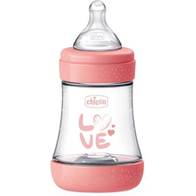 Chicco PERFECT 5 antikoliek flesjes 150 ml, langzame stroom 0 maanden + met zachte siliconen speen, biologische fles met Intui-flow-systeem, 150 ml, roze Chicco PERFECT 5 antikoliek flesjes 150 ml, langzame stroom 0 maanden + met zachte siliconen speen, biologische fles met Intui-flow-systeem, 150 ml, roze