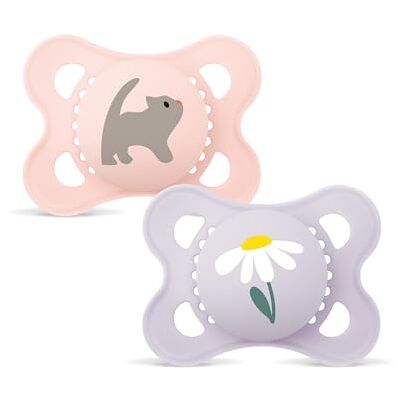 MAM Originele fopspeen 2-6 maanden (2 stuks), fopspeen 2-6 maanden met orthodontische siliconen speen, set van 2 babyaccessoires met praktische sterilisator fopspeenhouder, roze/lila MAM Originele fopspeen 2-6 maanden (2 stuks), fopspeen 2-6 maanden met orthodontische siliconen speen, set van 2 babyaccessoires met praktische sterilisator fopspeenhouder, roze/lila