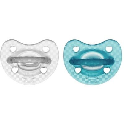 Chicco Physio Luxe rubberen vorm, siliconen fopspeen 16-36 maanden, set zachte en delicate stickers, ondersteunen de fysiologische ademhaling en bevorderen de juiste mondontwikkeling, 2 stuks, baby Chicco Physio Luxe rubberen vorm, siliconen fopspeen 16-36 maanden, set zachte en delicate stickers, ondersteunen de fysiologische ademhaling en bevorderen de juiste mondontwikkeling, 2 stuks, baby