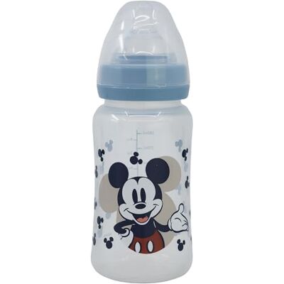 Stor Biberon col large Mickey Disney Baby 240 ml Tétine silicone 3 positions Système anti-coliques sans BPA 0+ mois Stor Biberon col large Mickey Disney Baby 240 ml Tétine silicone 3 positions Système anti-coliques sans BPA 0+ mois