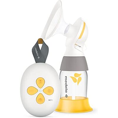 Medela Solo elektrische melktrekker, opmerkelijk stiller, oplaadbaar via USB, met PersonalFit Flex trechter en 2-fasenverwijderingstechnologie. Medela Solo elektrische melktrekker, opmerkelijk stiller, oplaadbaar via USB, met PersonalFit Flex trechter en 2-fasenverwijderingstechnologie.