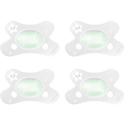 Difrax Natural fopspeen 0-6 maanden Glow 4 stuks Gloeit in het donker, BPA-vrij, zachte siliconen fopspeen in vlindervorm, tandvriendelijk Difrax Natural fopspeen 0-6 maanden Glow 4 stuks Gloeit in het donker, BPA-vrij, zachte siliconen fopspeen in vlindervorm, tandvriendelijk
