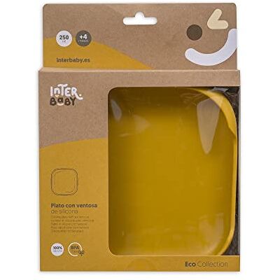 Interbaby Plat bord met zuignap van siliconen in de kleur oker Interbaby Plat bord met zuignap van siliconen in de kleur oker