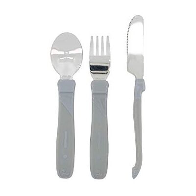 Twistshake Leerbestek van roestvrij staal voor baby's, babyvoeding, BPA-vrij, 12 maanden en ouder, pastelgrijs Twistshake Leerbestek van roestvrij staal voor baby's, babyvoeding, BPA-vrij, 12 maanden en ouder, pastelgrijs