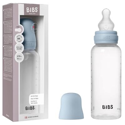 Bibs Babyfles 270 ml anti-koliek siliconen speen, BPA-vrij, ronde speen, gemiddelde doorstroming, licht en gemakkelijk te reinigen, geschikt voor pasgeborenen vanaf 0 jaar, babyblauw Bibs Babyfles 270 ml anti-koliek siliconen speen, BPA-vrij, ronde speen, gemiddelde doorstroming, licht en gemakkelijk te reinigen, geschikt voor pasgeborenen vanaf 0 jaar, babyblauw