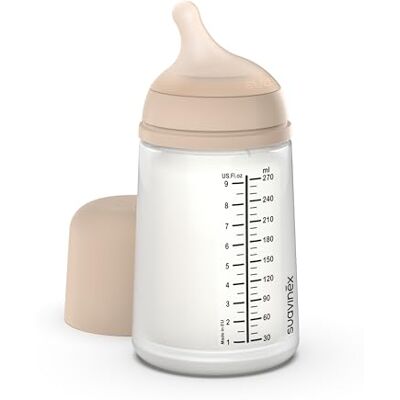 Suavinex , Zero Anti-koliek fles met speen medium flow (M) van siliconen, voor baby's + 3 maanden, ideaal voor gemengde borstvoeding, speen die borst, moedermelk en poeder, 270 ml, licht Suavinex , Zero Anti-koliek fles met speen medium flow (M) van siliconen, voor baby's + 3 maanden, ideaal voor gemengde borstvoeding, speen die borst, moedermelk en poeder, 270 ml, licht