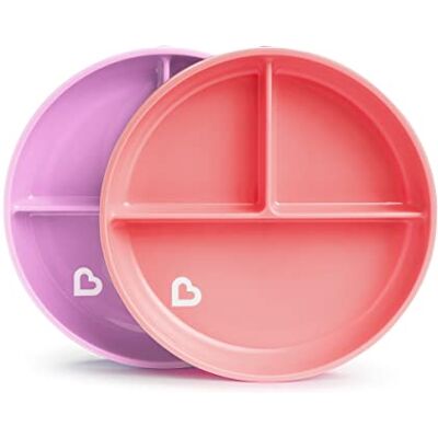 Munchkin Voedselverdelende borden met zuignap, roze/paars Munchkin Voedselverdelende borden met zuignap, roze/paars