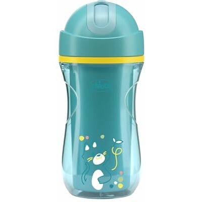 Chicco Sport Cup Drinkbeker van siliconen voor baby's vanaf 14 maanden, 266 ml, thermobeker om te leren drinken, met flexibel rietje, bijtbestendig, BPA-vrij, azuurblauw Chicco Sport Cup Drinkbeker van siliconen voor baby's vanaf 14 maanden, 266 ml, thermobeker om te leren drinken, met flexibel rietje, bijtbestendig, BPA-vrij, azuurblauw