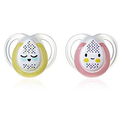 Tommee Tippee Set van 2 fopspenen nacht 0-6 maanden passend model Tommee Tippee Set van 2 fopspenen nacht 0-6 maanden passend model