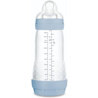 MAM Anti-koliek fles vanaf 4 maanden, 320 ml, met 3 snelstromen siliconen speen, gemakkelijk te accepteren, zelfsteriliseerbaar en gemakkelijk te reinigen, Easy Start Anti-Colic, mat blauw, 1 stuk MAM Anti-koliek fles vanaf 4 maanden, 320 ml, met 3 snelstromen siliconen speen, gemakkelijk te accepteren, zelfsteriliseerbaar en gemakkelijk te reinigen, Easy Start Anti-Colic, mat blauw, 1 stuk