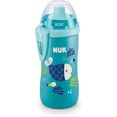 NUK Junior Cup leerfles met push-pull-drinksnavel kameleon-effect 300 ml 18 maanden lekvrij met clip BPA-vrij vis (turquoise) NUK Junior Cup leerfles met push-pull-drinksnavel kameleon-effect 300 ml 18 maanden lekvrij met clip BPA-vrij vis (turquoise)