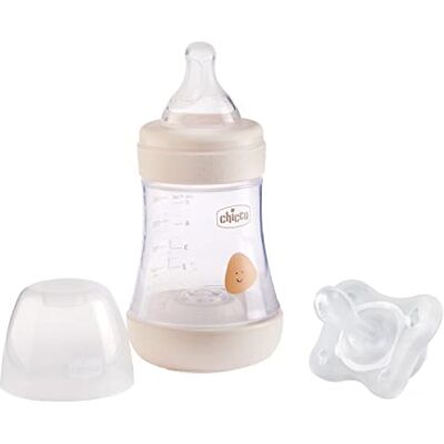 Chicco PERFECT 5 x 150 ml babyflesjes met langzame stroming 0 maanden + met zachte siliconen speen en siliconen fopspeen 0-2 maanden binnenin Chicco PERFECT 5 x 150 ml babyflesjes met langzame stroming 0 maanden + met zachte siliconen speen en siliconen fopspeen 0-2 maanden binnenin