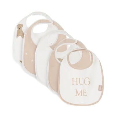 Jollein Babyslabbetjes met teddybeermotief, waterdicht, slabbetje met sluiting, slabbetje voor baby's, 5 stuks Jollein Babyslabbetjes met teddybeermotief, waterdicht, slabbetje met sluiting, slabbetje voor baby's, 5 stuks