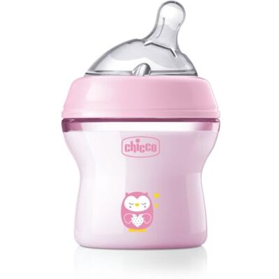 Chicco Natural Feeling Anti-koliek-fles 0 m plus 150 ml, fles met siliconen speen, langzame stroom, roze Chicco Natural Feeling Anti-koliek-fles 0 m plus 150 ml, fles met siliconen speen, langzame stroom, roze