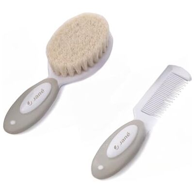 Jane Jané Set borstel en kam, speciaal voor baby's en pasgeborenen, natuurlijke haren, afgeronde punten, beige Jane Jané Set borstel en kam, speciaal voor baby's en pasgeborenen, natuurlijke haren, afgeronde punten, beige
