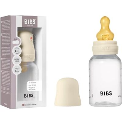 Bibs Babyfles 150 ml natuurlijk rubber latex nipple anti-koliek, BPA-vrij, ronde nipple, langzame stroom, lichtgewicht en gemakkelijk te reinigen, geschikt voor Newborns 0+ jaar ivoorkleurig Bibs Babyfles 150 ml natuurlijk rubber latex nipple anti-koliek, BPA-vrij, ronde nipple, langzame stroom, lichtgewicht en gemakkelijk te reinigen, geschikt voor Newborns 0+ jaar ivoorkleurig