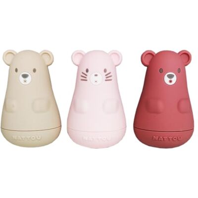 Nattou 3 stuks badspeelgoed van siliconen voor badkuip, BPA-vrij, roze, beige, rood Nattou 3 stuks badspeelgoed van siliconen voor badkuip, BPA-vrij, roze, beige, rood