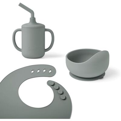 Ergobaby Basic serviesset voor baby's en peuters vanaf 6 maanden, met beker, kom en slabbetje, BPA-vrij, pvc en ftalaten, saliegroen Ergobaby Basic serviesset voor baby's en peuters vanaf 6 maanden, met beker, kom en slabbetje, BPA-vrij, pvc en ftalaten, saliegroen