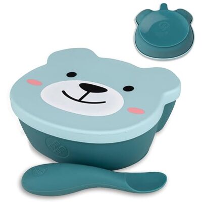 TUM TUM Babybord met deksel, zuignap en babylepel, leerset 6 m + Boris beer, blauw TUM TUM Babybord met deksel, zuignap en babylepel, leerset 6 m + Boris beer, blauw