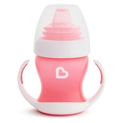 Munchkin Gentle Transition babybeker met handgrepen en lekvrij deksel, BPA-vrij, vaatwasmachinebestendig, siliconen voor kinderen vanaf 4 maanden, 118 ml, roze Munchkin Gentle Transition babybeker met handgrepen en lekvrij deksel, BPA-vrij, vaatwasmachinebestendig, siliconen voor kinderen vanaf 4 maanden, 118 ml, roze