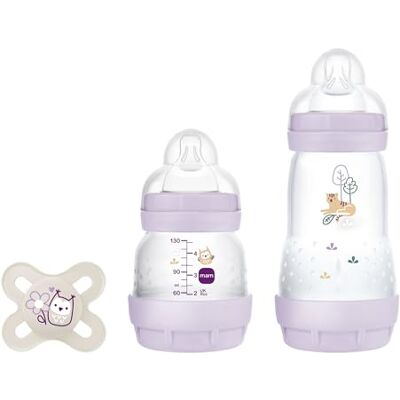 MAM Starterset voor pasgeborenen G124 – 2 Easy Start anti-koliek flessen 130 ml en 260 ml met fopspeen begin 0-2 maanden, roze MAM Starterset voor pasgeborenen G124 – 2 Easy Start anti-koliek flessen 130 ml en 260 ml met fopspeen begin 0-2 maanden, roze