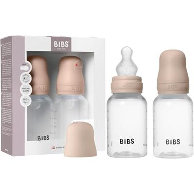Bibs Set van 2 flessen met een inhoud van 150 ml met siliconen fopspeen anti-koliekfunctie, BPA-vrij, ronde speen, langzame doorstroming, geschikt voor pasgeborenen Blush Bibs Set van 2 flessen met een inhoud van 150 ml met siliconen fopspeen anti-koliekfunctie, BPA-vrij, ronde speen, langzame doorstroming, geschikt voor pasgeborenen Blush