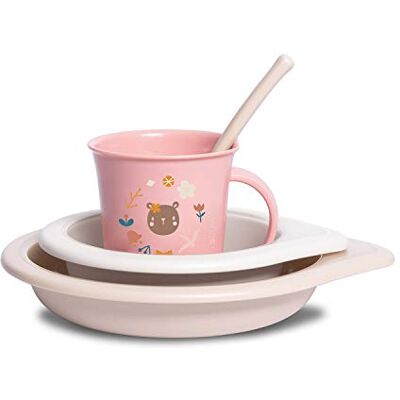 Suavinex , Babymaaltijdset, serviesset voor kinderen met: platte borden + kom + mok + lepel. 4 stuks. Vanaf 6 maanden. Vaatwasmachinebestendig, magnetronbestendig. Bos roze Suavinex , Babymaaltijdset, serviesset voor kinderen met: platte borden + kom + mok + lepel. 4 stuks. Vanaf 6 maanden. Vaatwasmachinebestendig, magnetronbestendig. Bos roze