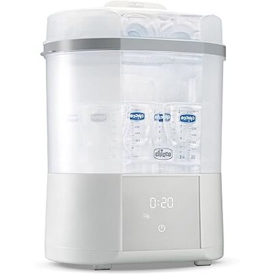 Chicco 2-in-1 sterilisator, natuurlijke stoomsterilisator, verstelbaar, voor flessen, met 2 configuraties, snel en eenvoudig te bedienen, tot 6 flessen van 330 ml, wit Chicco 2-in-1 sterilisator, natuurlijke stoomsterilisator, verstelbaar, voor flessen, met 2 configuraties, snel en eenvoudig te bedienen, tot 6 flessen van 330 ml, wit