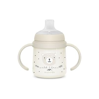 Suavinex , Babydrinkbeker, babyfles met handvat, glow in the dark, beker met lekvrije siliconen tuit, met anti-koliek ventiel, voor baby's + 6 maanden, ideaal voor nacht, 150 ml, grijs Suavinex , Babydrinkbeker, babyfles met handvat, glow in the dark, beker met lekvrije siliconen tuit, met anti-koliek ventiel, voor baby's + 6 maanden, ideaal voor nacht, 150 ml, grijs