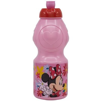 Stor Minnie Mouse Bouteille d'eau en plastique pour enfant avec fermeture anti-goutte 400 ml Stor Minnie Mouse Bouteille d'eau en plastique pour enfant avec fermeture anti-goutte 400 ml